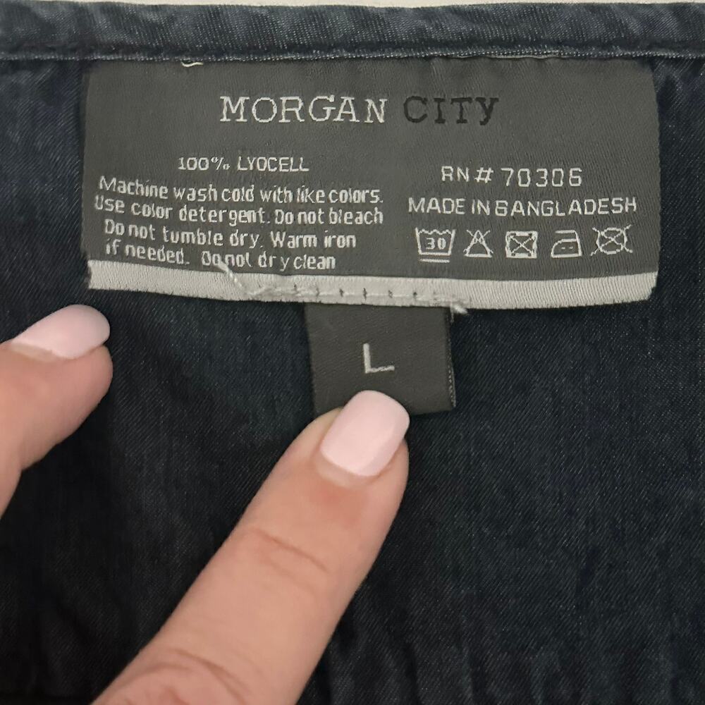 Morgan City Blue Chambray Sleeveless Jumpsuit (L) - Picture 11 of 12